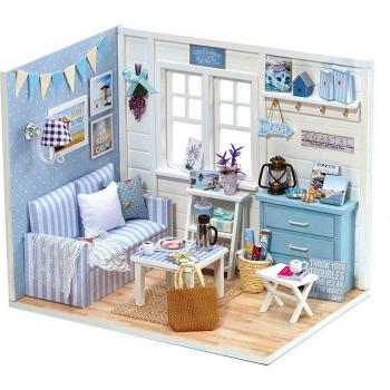 Casa de muñecas de madera con accesorios Cutebee
