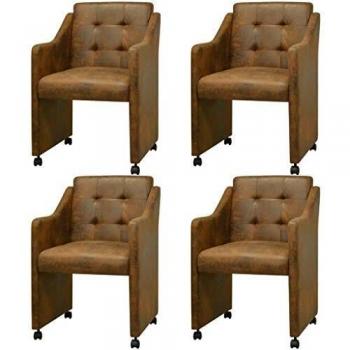 VidaXL Sedie Sala da Pranzo 4 Pz Marroni 59x57,5x86,5 cm