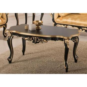 Barock Couchtisch Schwarz / Gold 103 cm