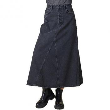 Zhskadi Women's Black Jeans Skirt L