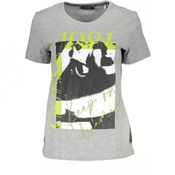 Embroidered Gray Cotton T-Shirt for Women
