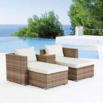 Salotto da Giardino CONCEPT U 4 Posti in Resina Natural e Ecru Moana
