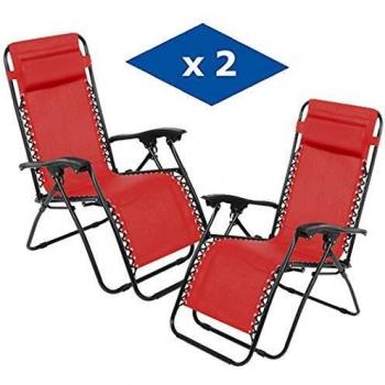 VIP HOGAR Sedia Pieghevole Rosso (2 pezzi)
