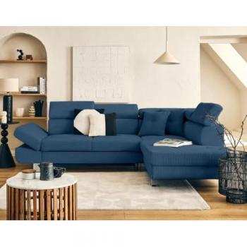 Convertible 5‑Places Lisbona – Angle Droit Bleu Velvet Rugby