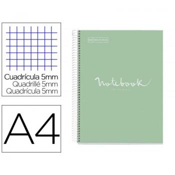 CUADERNO A4 120 CUADRO 5X5 90G EMOTIONS VERDE MENTA PERGAMINO