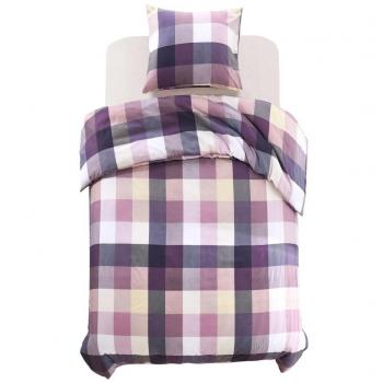 Purple Plaid Duvet Cover Set 155x220/80x80 cm