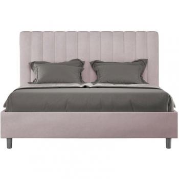Letto Imbottito Senza Rete Matrimoniale 140x210 cm Microfibra Glicine Agueda
