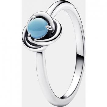 Anillo Pandora Moments Círculo Eternity de Plata y Cristal Azul Turquesa