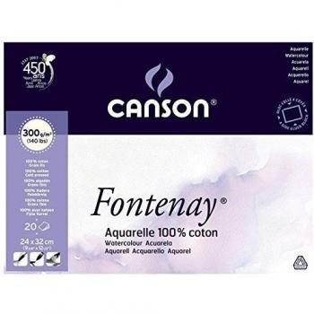Bloc de Páginas para Acuarela Canson Fontenay 24x32 blanco natural