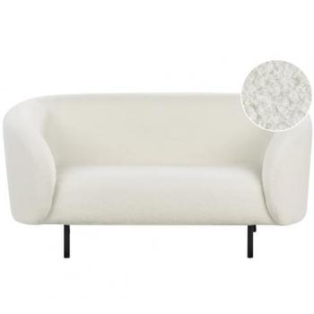 Divano 2 posti in tessuto bouclé bianco e nero stile glamour retrò con gambe nere Loen