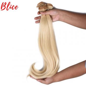 Blice 18-22 Inch Curly Synthetic Hair Weave with Closure 4pcs 613# Blonde