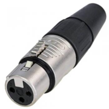 Conector de audio XLR Rean RC3F-BAG, 3 pines, hembra, cromo negro