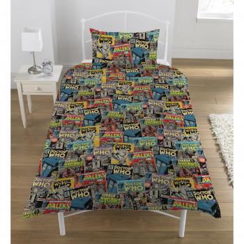 Comic Dr. Who Dupe: Single Duvet, Polyester‑Cotton Hybrid