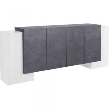 Credenza Pillon 2 + 4 Ante 210x45x85 cm Bianco Lucido e Ardesia