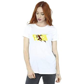 Women’s The Flash Lightning Dash Cotton T-Shirt – Boyfriend Cut, White, Small