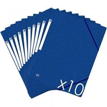 Oxford Topfile+ Lot de 10 Chemises Cartonnées 2 Rabats Format A4 fermeture Elastiques
