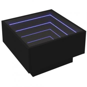 LED-Couchtisch Schwarz 50x50x30 cm mit Infinity-Spiegel vidaXL