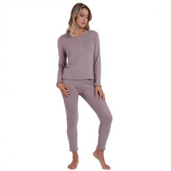 Ripp‑Langarm‑Pyjamamodell für Damen – Admas Home Soft