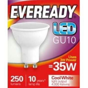 GU10 LED Bulbs 35W Spot light Lamp Warm Cool Day White Down lights EVEREADY