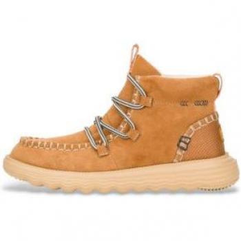 HeyDude Botas Mujeres HD42012: Ancho Plano, Cordones, Piel Marrón