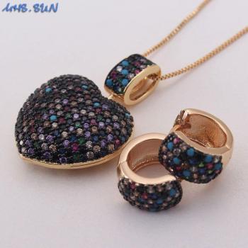 MHS.SUN Women's Heart Pendant and Colorful Earrings Set