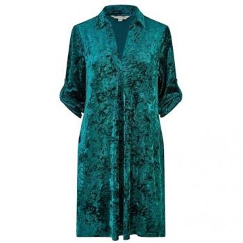 Yumi Green Velvet Tunic Dress, 3/4 Sleeves – Size 24
