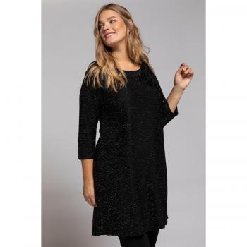 Abito lungo in maglia con effetto 3D, Donna, Nero, Taglia: 48/50