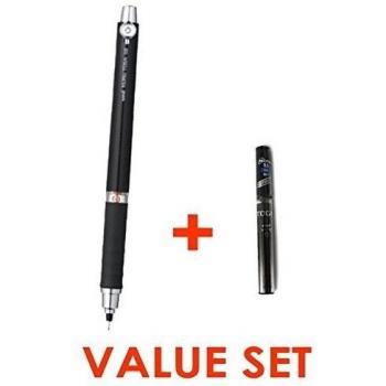 Lápiz mecánico Uni Kurutoga 0.5 mm con rotación automática de mina y agarre de goma / Cuerpo negro / incluye 20 minas de repuesto para el set Kuru Toga