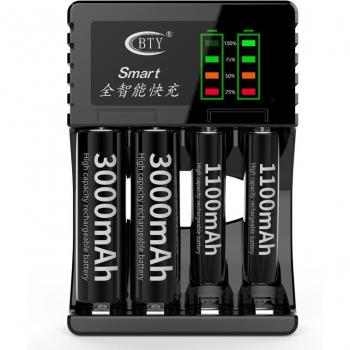 Cargador de baterías recargables Ni-MH/Ni-Cd 4 ranuras