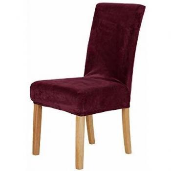 Washable Wine-Red Velvet Chair Wraps – 6 Piece Pack