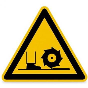 Warnschild: Achtung Fräswelle, selbstklebend, 10cm