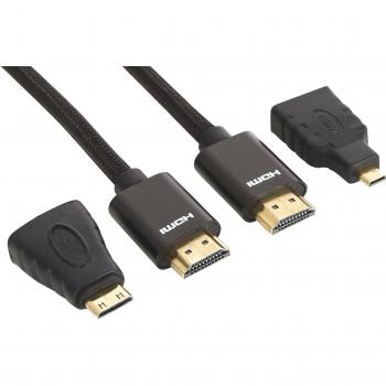 Black 19m Excellence HDMI Cable (Micro & Mini Included) – Sandberg