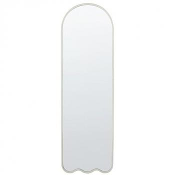 45 x 145 cm White Irregular Wall Mirror with Metal Frame for Living Room