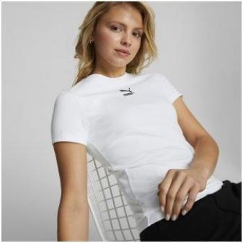 Puma Classics Slim Damen Kurzarm T-Shirt weiß/schwarz