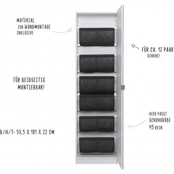 Weißer Spiegelschuhschrank, 50 x 180 x 20 cm