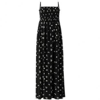 Viskose Maxikleid mit Muster und Trägern