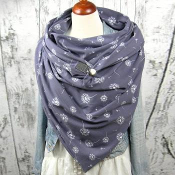 Bufanda de invierno para mujer, suave con estampado y diseño con botones