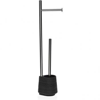 Soporte para Papel Higiénico con Escobilla Versa Gris