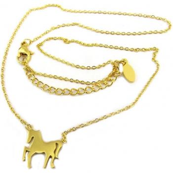 Collier en acier Doré « Licorne Mania » – 13 x 12 mm, référence P8070 (Les Trésors De Lily)
