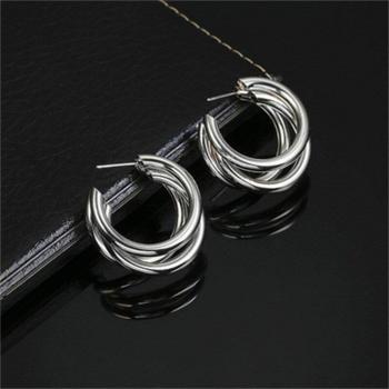 Geometric Drop Hoop Earrings for Women
