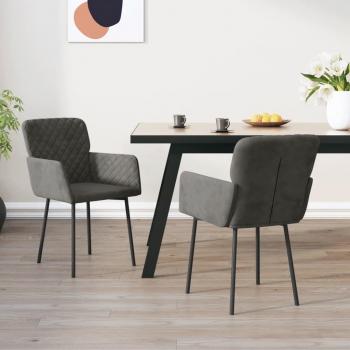 Sillas de comedor 2 unidades terciopelo gris oscuro vidaXL