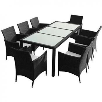 VidaXL Garten-Essgruppe 17-TLG. Poly Rattan Schwarz