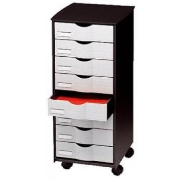 Mueble organizador 8 cajones color negro y gris