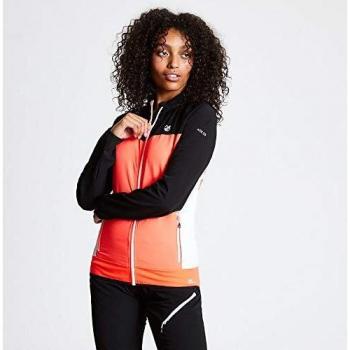 Dare 2b Duplicity Softshell-Wetterjacke für Damen – Modell 37416L, Farbe Fiery Coral/Schwarz, wasserdicht, Reißverschlusstasche