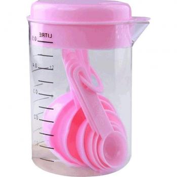 Blue and Pink Plastic Measuring Tools for Cooking