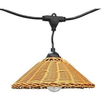 Guirnalda Solar de Exterior LED Purna con 10 Bombillas y Pantallas de Ratán, Mando a Distancia, 8W