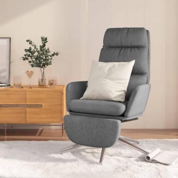 Chaise de détente avec repose-pied gris clair en tissu