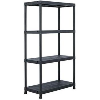 Sturdy Black Plastic Storage Shelf Rack 100 kg 60x30x138 cm