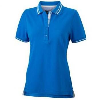 James & Nicholson JN946 Lady Polo Shirt – Cobalt with Off-White Trim L