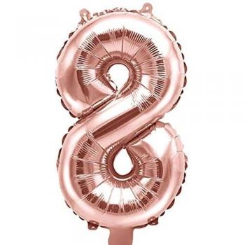 Palloncino Mylar numero 8 Rosa Gold 35 cm